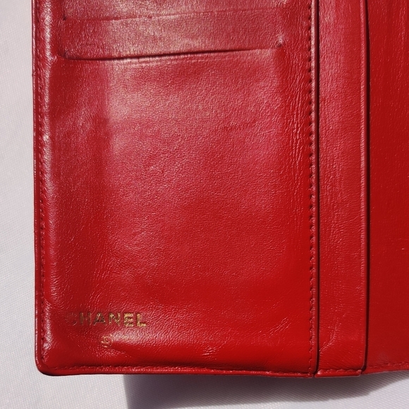 🔥🔥🔥CHANEL Red CC Logo Cavair Wallet Authentic - Picture 6 of 10